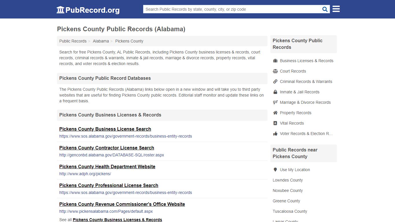 Free Pickens County Public Records (Alabama Public Records) - PubRecord.org